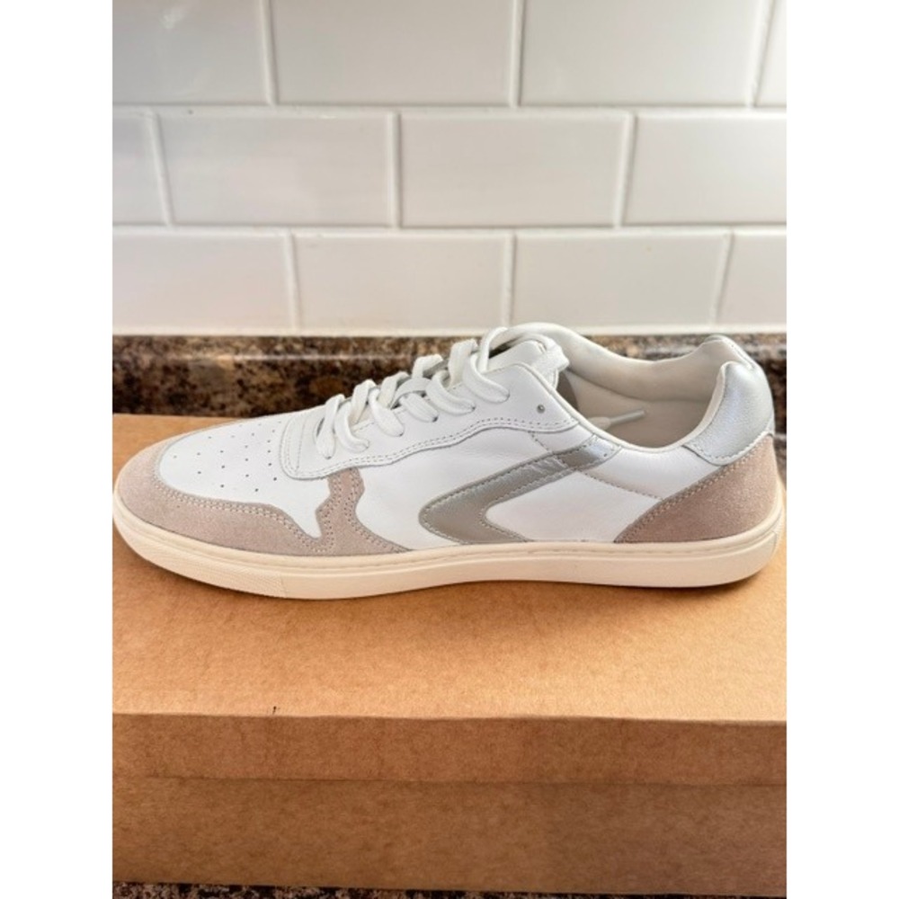 Steve Madden Centre Mens White Silver Suede Leather Sneakers CENT05M1 9.5 - Picture 4 of 14